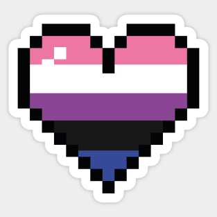 Genderfluid 8 bit heart Sticker